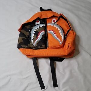 Bape Orange Camo Shark Backpack
